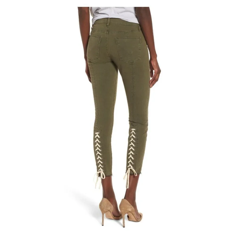 Hudson Nico Mid-Rise Crop Lace-up Skinny Pants